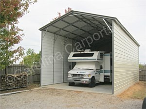 Vertical Roof Style Carport with Two Sides Closed and One End Closed